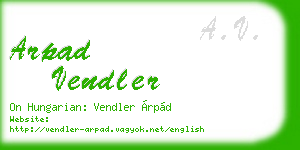 arpad vendler business card